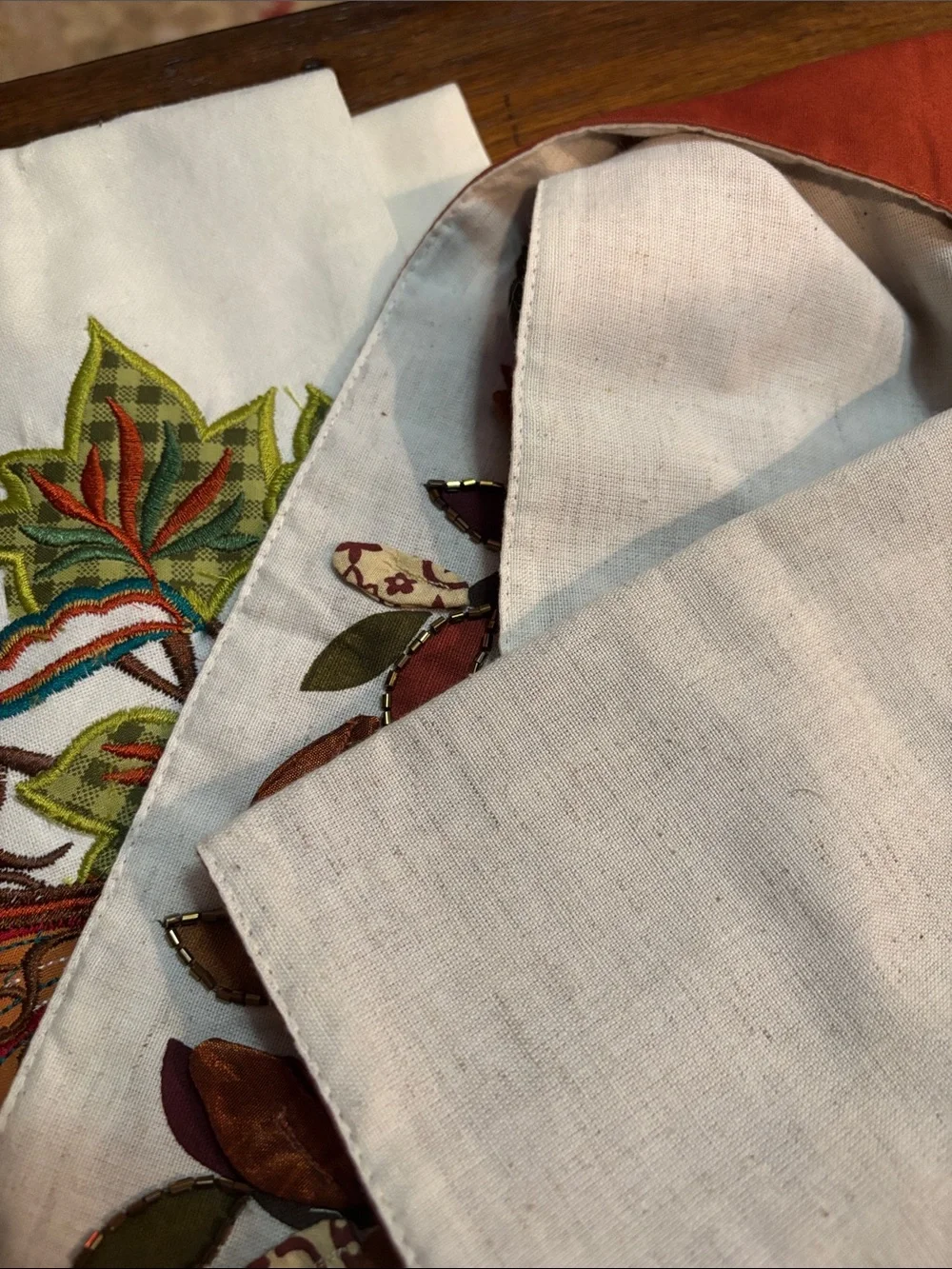 Pier 1 Fall Pumpkin & Tree Kitchen Towels & Table Runner, Orange, Green, Browns